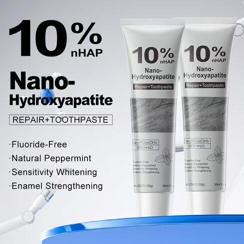 Hydroxyapatite Toothpaste, 10% Nano-Hydroxyapatite Toothpaste for Advanced Enamel Protection,New Upgraded Formula,Gentle Mint,Fresh Breath(2 Pcs) in Saudi Arabia
