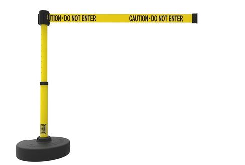 مجموعة نظام تثبيت على الحائط الثابت من Banner Stakes Crowd Control Plus مع حزام قابل للسحب بطول 15 بوصة - لافتة "تحذير - لا تدخل" باللون الأصفر وأجهزة تثبيت، ومقسم أمان داخلي/خارجي (PL4108) in Kuwait