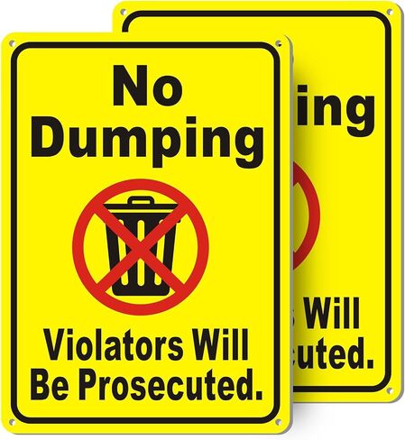 2 Pack No Dumping Sign - 7x10 Inch Rustproof Aluminum Metal Notice Sign for Pond Lake Creek Environment Protection, Reflective Weatherproof Warning Placard for Outdoor Farm Ranch Property in Saudi Arabia