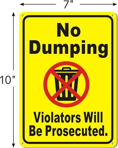 2 Pack No Dumping Sign - 7x10 Inch Rustproof Aluminum Metal Notice Sign for Pond Lake Creek Environment Protection, Reflective Weatherproof Warning Placard for Outdoor Farm Ranch Property in Saudi Arabia