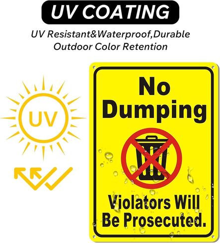 2 Pack No Dumping Sign - 7x10 Inch Rustproof Aluminum Metal Notice Sign for Pond Lake Creek Environment Protection, Reflective Weatherproof Warning Placard for Outdoor Farm Ranch Property in Saudi Arabia