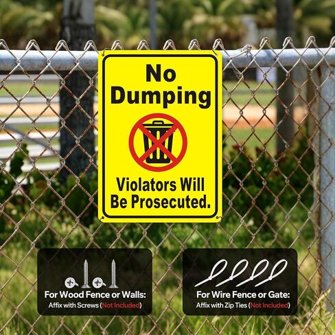 2 Pack No Dumping Sign - 7x10 Inch Rustproof Aluminum Metal Notice Sign for Pond Lake Creek Environment Protection, Reflective Weatherproof Warning Placard for Outdoor Farm Ranch Property in Saudi Arabia