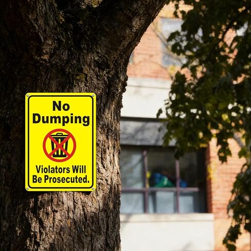 2 Pack No Dumping Sign - 7x10 Inch Rustproof Aluminum Metal Notice Sign for Pond Lake Creek Environment Protection, Reflective Weatherproof Warning Placard for Outdoor Farm Ranch Property in Saudi Arabia