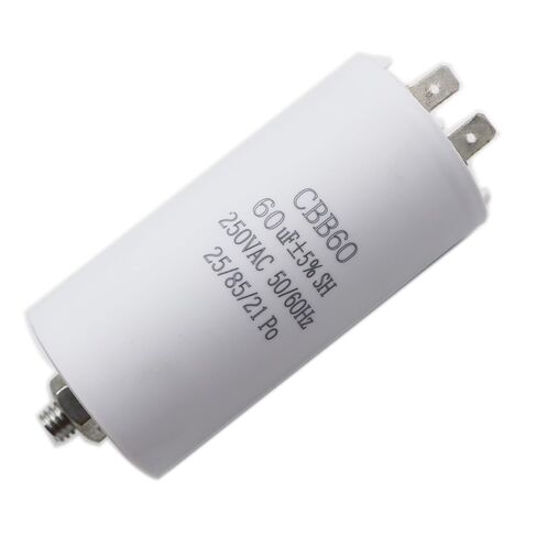 LIZAPUS Motor Run Capacitor 250VAC CBB60 60uF 60MFD 250V AC 60 uF MFD White 43x84mm 40/70/21 W/Fixing Stud UL Cap White in Saudi Arabia