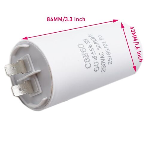LIZAPUS Motor Run Capacitor 250VAC CBB60 60uF 60MFD 250V AC 60 uF MFD White 43x84mm 40/70/21 W/Fixing Stud UL Cap White in Saudi Arabia