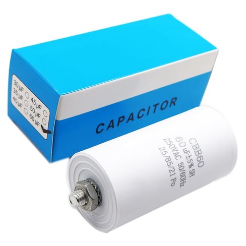 LIZAPUS Motor Run Capacitor 250VAC CBB60 60uF 60MFD 250V AC 60 uF MFD White 43x84mm 40/70/21 W/Fixing Stud UL Cap White in Saudi Arabia