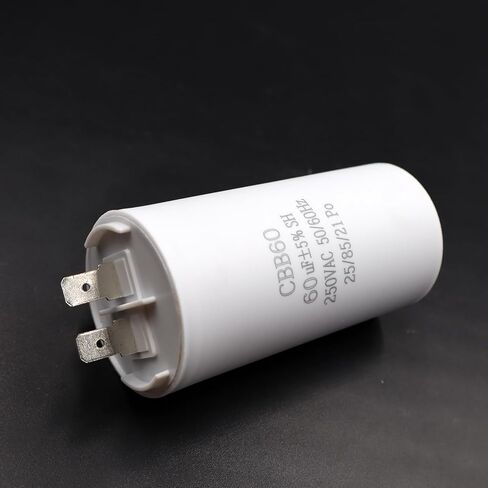 LIZAPUS Motor Run Capacitor 250VAC CBB60 60uF 60MFD 250V AC 60 uF MFD White 43x84mm 40/70/21 W/Fixing Stud UL Cap White in Saudi Arabia