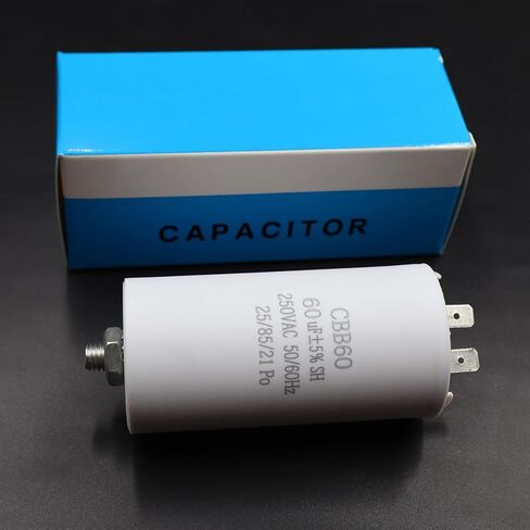 LIZAPUS Motor Run Capacitor 250VAC CBB60 60uF 60MFD 250V AC 60 uF MFD White 43x84mm 40/70/21 W/Fixing Stud UL Cap White in Saudi Arabia