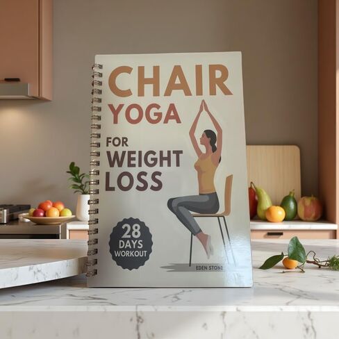 28-Day Chair Yoga Guide Book for Beginners, 60 Workouts for Weight Loss & Flexibility, Spiral Bound Senior Exercise Book,5.5x8.3 Inch,Yellow in Saudi Arabia