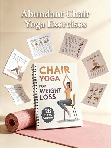 28-Day Chair Yoga Guide Book for Beginners, 60 Workouts for Weight Loss & Flexibility, Spiral Bound Senior Exercise Book,5.5x8.3 Inch,Yellow in Saudi Arabia