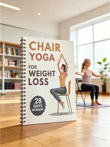 28-Day Chair Yoga Guide Book for Beginners, 60 Workouts for Weight Loss & Flexibility, Spiral Bound Senior Exercise Book,5.5x8.3 Inch,Yellow in Saudi Arabia