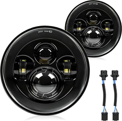 2 قطعة مصباح أمامي LED مقاس 7 بوصات مستدير H6024 مصباح أمامي LED مع إشارة الانعطاف DRL متوافق مع جيب رانجلر JK TJ CJ & Miata & Chevy S3 & Hummer H1 H2، معتمد من DOT in Saudi Arabia