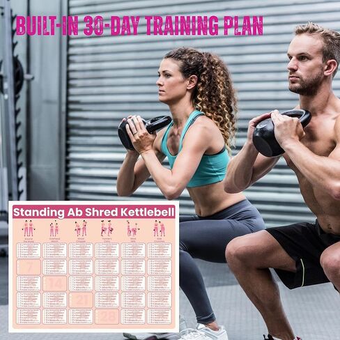 خطة تمرين Kettlebell واقفة لمدة 30 يومًا - برنامج التدريب الأساسي، مخططات التمرين، لا يوجد روتين لتمارين البطن في صالة الألعاب الرياضية المنزلية، أدلة خطوة بخطوة + جدول التمرين in Kuwait