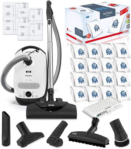 Miele Classic C1 Cat and Dog Canister HEPA Vacuum Cleaner with SEB228 Powerhead Bundle - Includes Performance Pack 16 Type GN AirClean Genuine FilterBags + Genuine HEPA Filter in Saudi Arabia