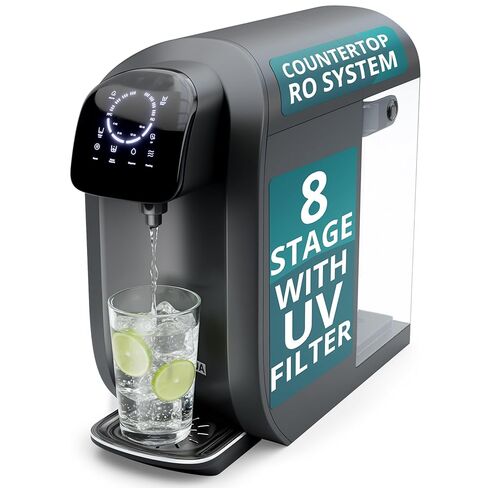 NU Aqua 8-Stage Reverse Osmosis Water Filter System Countertop RO with UV | Sediment, Carbon, Mesh & RO Water Membrane Filters | Touch Display w/Water Quality Indicator & Multi Cup Sizes in Saudi Arabia