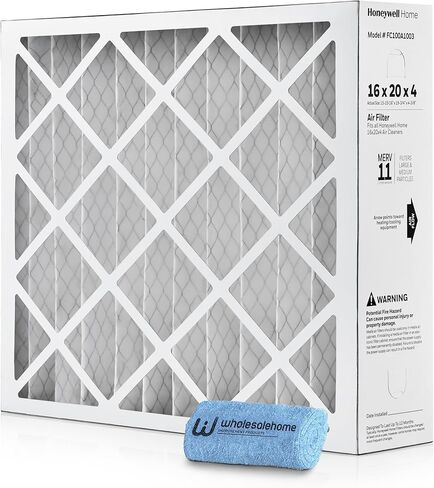 16x20x4 Air Filter Replacement MERV 11, FC100A1003 Pleated HVAC AC Furnace Filters with Wholesalehome Cleaning Cloth, 2-Pack (Actual Size: 15.94 x 19.75 x 4.38 Inches) in Saudi Arabia