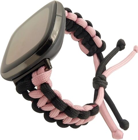 Replacement Bands Compatible with Fitbit Versa 3/Versa 4/Fitbit Sense/Sense 2 Bands for Women Men, Hand Braided Rope Bracelet Adjustable Breathable Replacement Soft Nylon Loop Wristband in Saudi Arabia