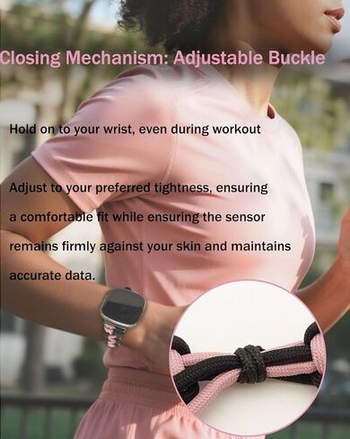 Replacement Bands Compatible with Fitbit Versa 3/Versa 4/Fitbit Sense/Sense 2 Bands for Women Men, Hand Braided Rope Bracelet Adjustable Breathable Replacement Soft Nylon Loop Wristband in Saudi Arabia