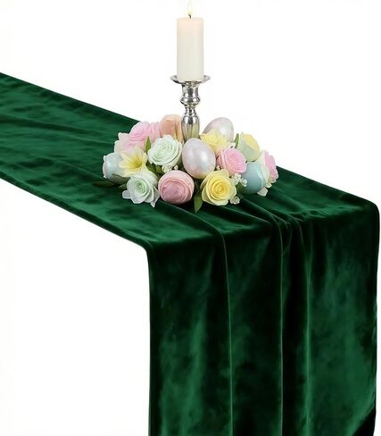 MANSPHIL Emerald Green Velvet Table Runners 36 Inches for Wedding Party Decorations - Short Coffee Table Runner Elegant Luxury Dresser Cover Top Bedroom Nightstand in Saudi Arabia