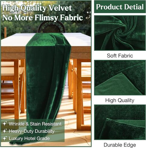 MANSPHIL Emerald Green Velvet Table Runners 36 Inches for Wedding Party Decorations - Short Coffee Table Runner Elegant Luxury Dresser Cover Top Bedroom Nightstand in Saudi Arabia