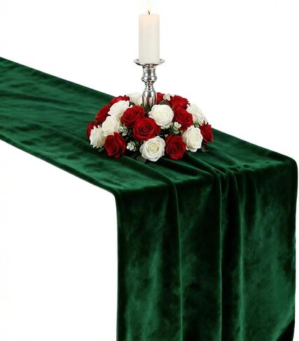MANSPHIL Emerald Green Velvet Table Runners 36 Inches for Wedding Party Decorations - Short Coffee Table Runner Elegant Luxury Dresser Cover Top Bedroom Nightstand in Saudi Arabia