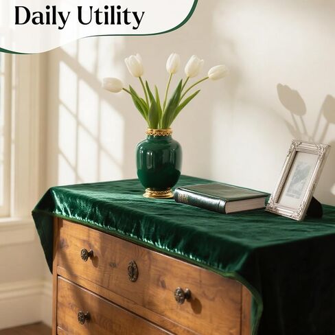MANSPHIL Emerald Green Velvet Table Runners 36 Inches for Wedding Party Decorations - Short Coffee Table Runner Elegant Luxury Dresser Cover Top Bedroom Nightstand in Saudi Arabia