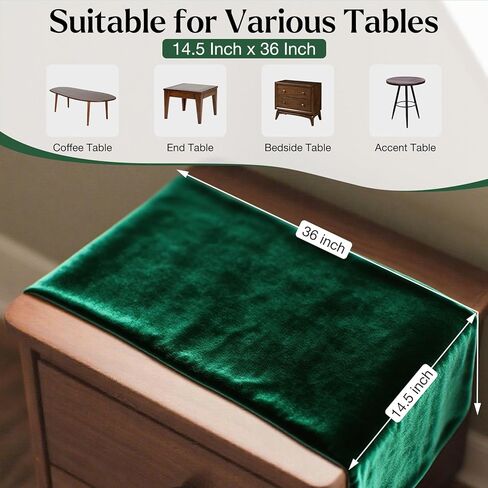 MANSPHIL Emerald Green Velvet Table Runners 36 Inches for Wedding Party Decorations - Short Coffee Table Runner Elegant Luxury Dresser Cover Top Bedroom Nightstand in Saudi Arabia