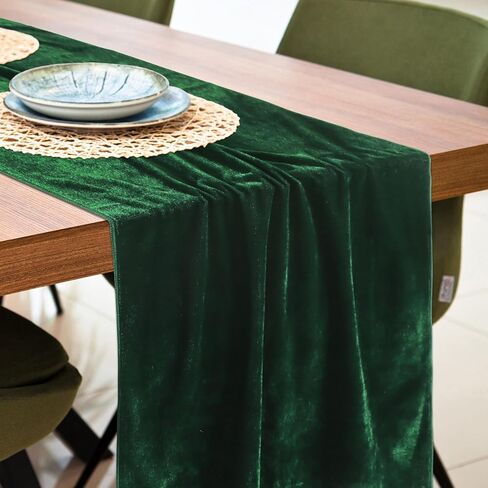 MANSPHIL Emerald Green Velvet Table Runners 36 Inches for Wedding Party Decorations - Short Coffee Table Runner Elegant Luxury Dresser Cover Top Bedroom Nightstand in Saudi Arabia