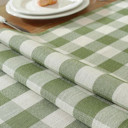 Laolitou Spring Green Checkered Table Runner, Cotton Linen Gingham Table Runners, Classic Buffalo Plaid Farmhouse Table Decor, 13x72 Inches in Saudi Arabia