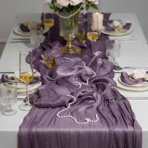 Leetaltree Dazzle Table Runner with Hot-fix Rhinestones-Luxury Scarf Table Runner 120 Inch 10FT -Elegant Gift Set with Card for Wedding,Christmas, Holiday & Home Decor (Champagne, 1 Pack) in Saudi Arabia