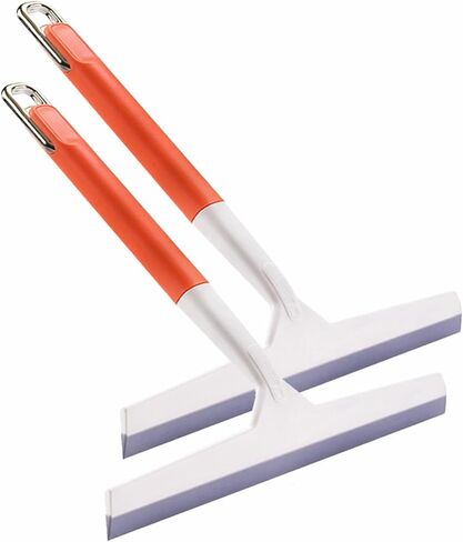 11.5 Inch Silicone Squeegee for Shower - Orange Non-Slip Handle Windshield Scraper Window Cleaner for Glass, Tiles, and Countertops - Streak-Reducing Home Cleaning Tool, 2pcs in Saudi Arabia