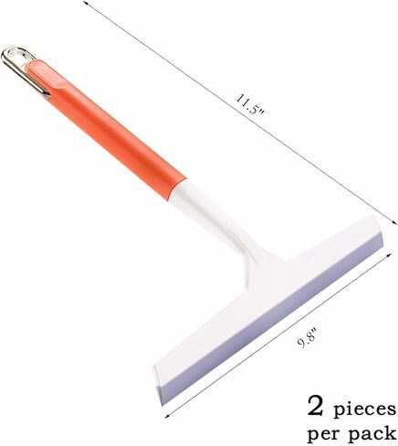 11.5 Inch Silicone Squeegee for Shower - Orange Non-Slip Handle Windshield Scraper Window Cleaner for Glass, Tiles, and Countertops - Streak-Reducing Home Cleaning Tool, 2pcs in Saudi Arabia