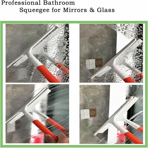 11.5 Inch Silicone Squeegee for Shower - Orange Non-Slip Handle Windshield Scraper Window Cleaner for Glass, Tiles, and Countertops - Streak-Reducing Home Cleaning Tool, 2pcs in Saudi Arabia
