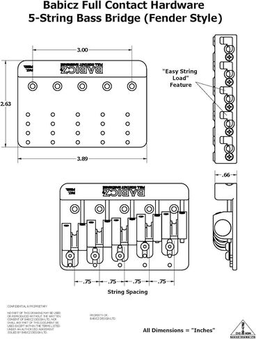 FCH5CH Full Contact Hardware, Bass Bridge, 5-String, Chrome in Saudi Arabia