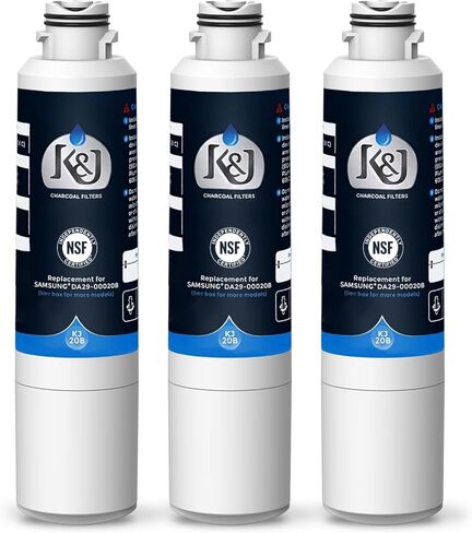 فلتر مياه ثلاجة متوافق مع سامسونج من K&J لـ DA2900020B، وRF263BEAESR، وRF28HMEDBSR - فلتر مياه الثلاجة Samsung HAF-CIN/EXP و46-9101، معتمد من NSF 42 (3 عبوات) in Kuwait
