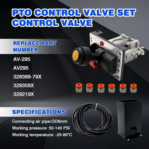 PTO Switch Control Dual Valve Air Set with Kickout Fit for Dump Pump Truck Tipper Hydraulic System, K90 Dual Valve with Console Tower 4 Gear,10m Air Tube,PTO Switch(Replace# AV-295 329358X 329219X) in Saudi Arabia