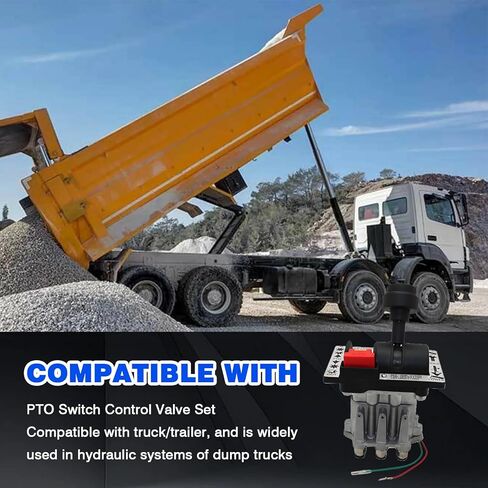 PTO Switch Control Dual Valve Air Set with Kickout Fit for Dump Pump Truck Tipper Hydraulic System, K90 Dual Valve with Console Tower 4 Gear,10m Air Tube,PTO Switch(Replace# AV-295 329358X 329219X) in Saudi Arabia