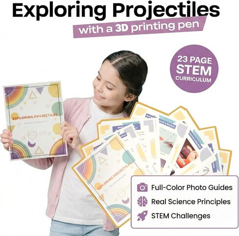 مجموعة الأنشطة التعليمية لمجموعات العلوم والتكنولوجيا والهندسة والرياضيات (STEM) للقلم ثلاثي الأبعاد للأطفال - تتضمن مجموعات العلوم للأطفال من سن 8 إلى 12 عامًا مواد وقوالب مشاريع وأدلة لبناء وإطلاق صاروخك الخاص (القلم غير متضمن) in Saudi Arabia