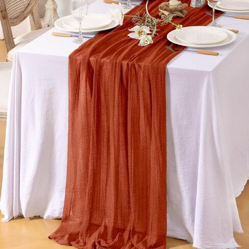 4pcs Light Blue Cheese Cloth Table Runner Spring Baby Blue 120 Inch Soft Rustic Boho Gauze Cheesecloth Table Runner 10FT for Wedding Birthday Party Baby Shower Home Decoration in Saudi Arabia