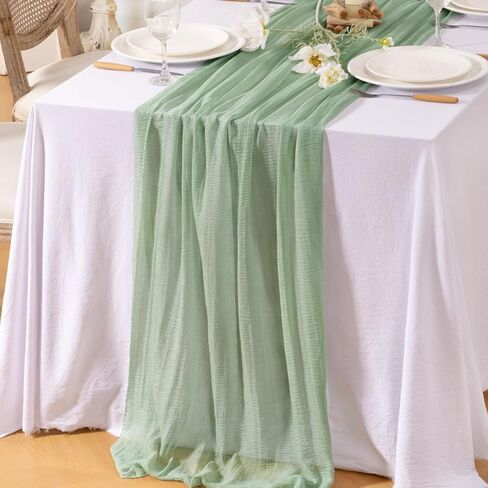 4pcs Light Blue Cheese Cloth Table Runner Spring Baby Blue 120 Inch Soft Rustic Boho Gauze Cheesecloth Table Runner 10FT for Wedding Birthday Party Baby Shower Home Decoration in Saudi Arabia