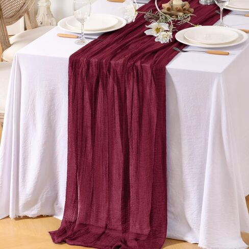 4pcs Light Blue Cheese Cloth Table Runner Spring Baby Blue 120 Inch Soft Rustic Boho Gauze Cheesecloth Table Runner 10FT for Wedding Birthday Party Baby Shower Home Decoration in Saudi Arabia