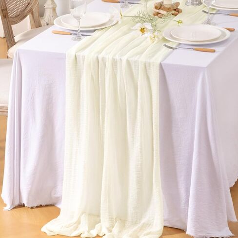 4pcs Light Blue Cheese Cloth Table Runner Spring Baby Blue 120 Inch Soft Rustic Boho Gauze Cheesecloth Table Runner 10FT for Wedding Birthday Party Baby Shower Home Decoration in Saudi Arabia