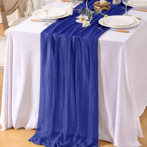 4pcs Light Blue Cheese Cloth Table Runner Spring Baby Blue 120 Inch Soft Rustic Boho Gauze Cheesecloth Table Runner 10FT for Wedding Birthday Party Baby Shower Home Decoration in Saudi Arabia