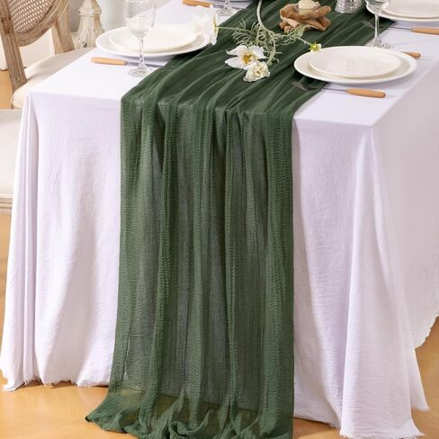 4pcs Light Blue Cheese Cloth Table Runner Spring Baby Blue 120 Inch Soft Rustic Boho Gauze Cheesecloth Table Runner 10FT for Wedding Birthday Party Baby Shower Home Decoration in Saudi Arabia