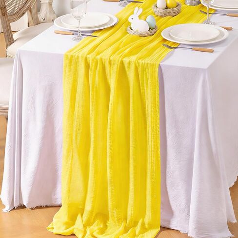 4pcs Light Blue Cheese Cloth Table Runner Spring Baby Blue 120 Inch Soft Rustic Boho Gauze Cheesecloth Table Runner 10FT for Wedding Birthday Party Baby Shower Home Decoration in Saudi Arabia