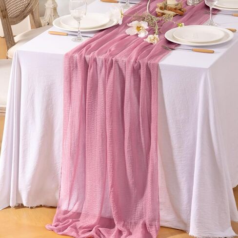 4pcs Light Blue Cheese Cloth Table Runner Spring Baby Blue 120 Inch Soft Rustic Boho Gauze Cheesecloth Table Runner 10FT for Wedding Birthday Party Baby Shower Home Decoration in Saudi Arabia