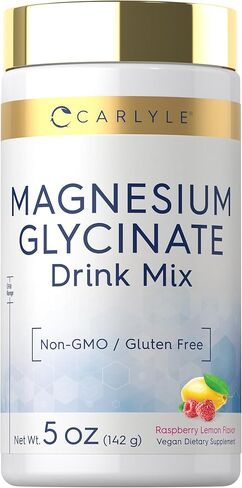 Carlyle Magnesium Glycinate Powder | 5 oz | Drink Mix | Raspberry Lemon Flavor | Non-GMO and Gluten Free Supplement in Saudi Arabia