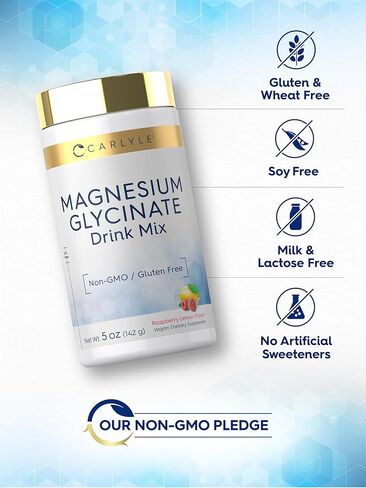 Carlyle Magnesium Glycinate Powder | 5 oz | Drink Mix | Raspberry Lemon Flavor | Non-GMO and Gluten Free Supplement in Saudi Arabia