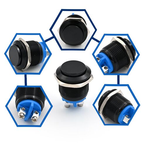 19mm Momentary Push Button Switch, 5PCS Waterproof Marine Horn Button with Nickel Plated Brass Terminals, SPST 12V 24V Black Metal Shell for Car Boat Truck ATV UTV in Saudi Arabia