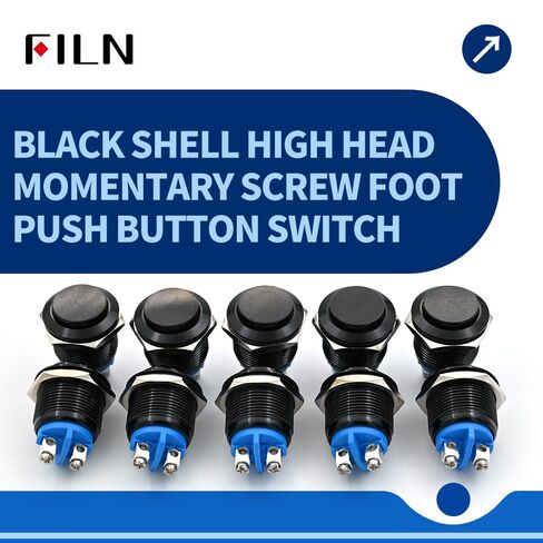 19mm Momentary Push Button Switch, 5PCS Waterproof Marine Horn Button with Nickel Plated Brass Terminals, SPST 12V 24V Black Metal Shell for Car Boat Truck ATV UTV in Saudi Arabia